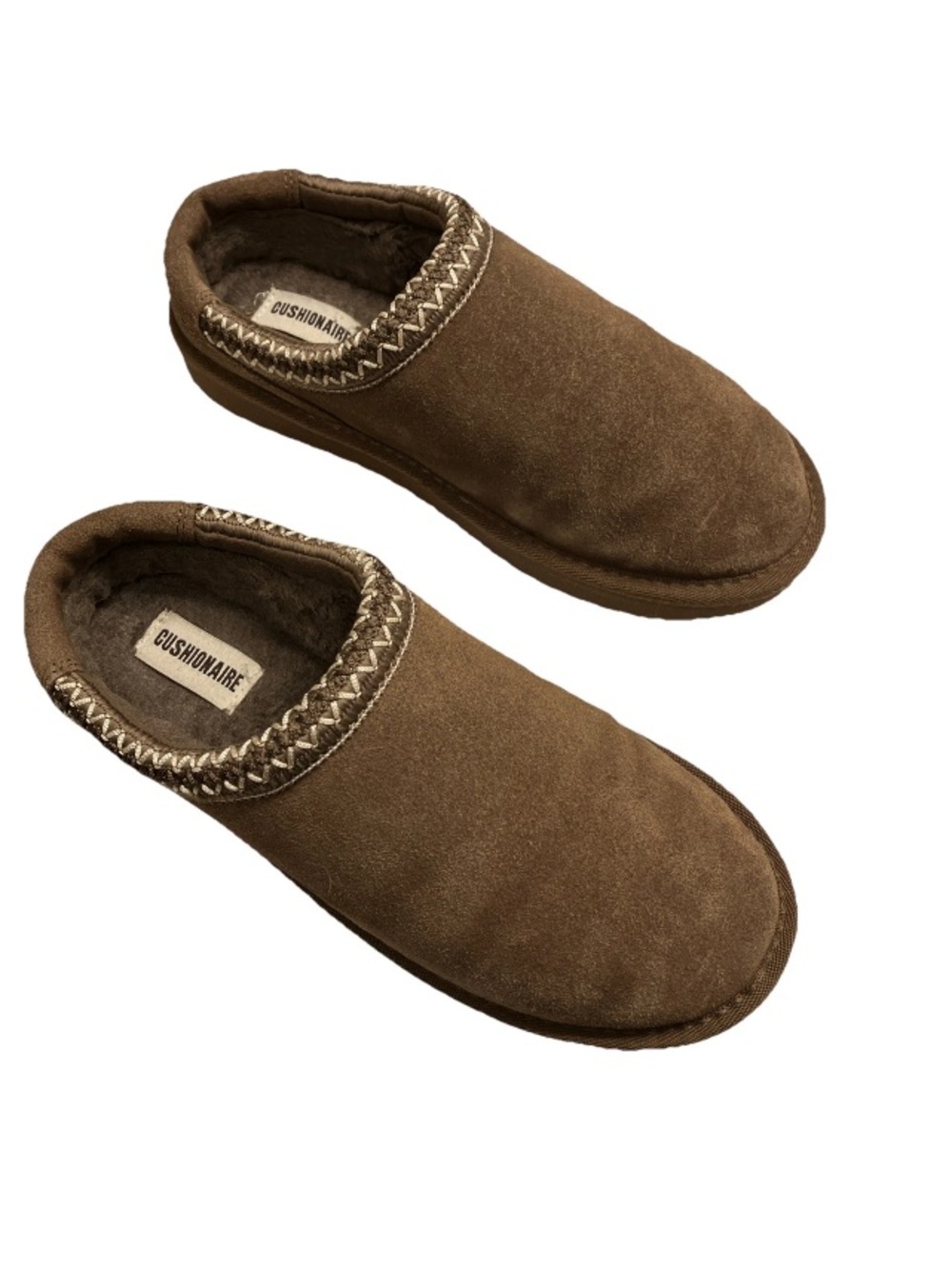 CUSHIONAIRE Women's Keto Slip-On Suede Mule Slipper Cozy Stylish Memory Brown 8. - Picture 6 of 15